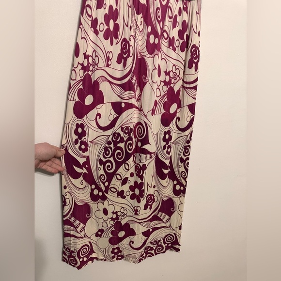 Vintage 70s Psychedellic Print Keyhole Maxi Dress Purple Black - Picture 3 of 6